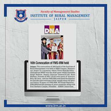 Convocation of 29th Batch of the Institute of Rural Management - top ranked mba colleges in jaipur Rajasthan india